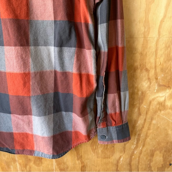 Columbia long sleeve Cotton Plaid Button down Shirt Orange Gray - Picture 3 of 9